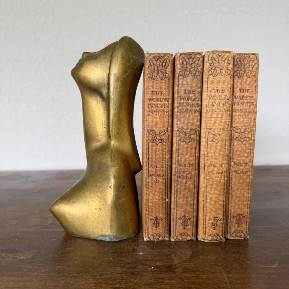 Vintage MCM Brass Female Bust Sculpture Abstract 1970s Modernist Torso Statue